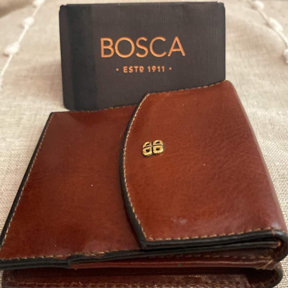 Bosca Old Leather Bifold Wallet w/front pocket: Brown or Maroon New Old Stock